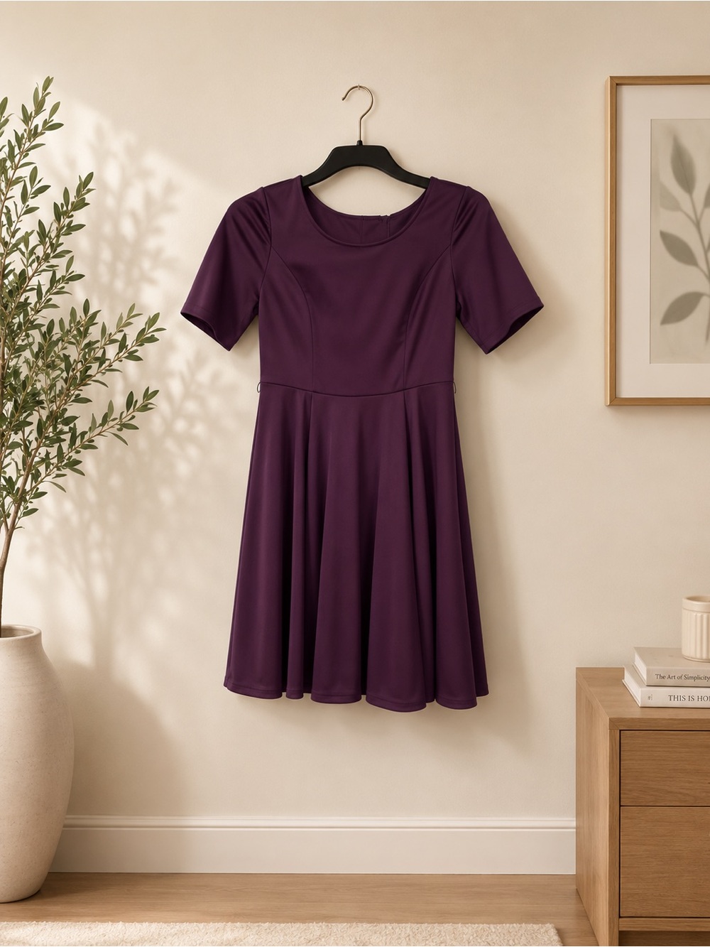 Purple Fit & Flare Dress Size 6 Pre-Owned - Picture 3 of 5